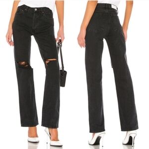 RE/DONE High Rise Loose jeans washed black with rips size 27